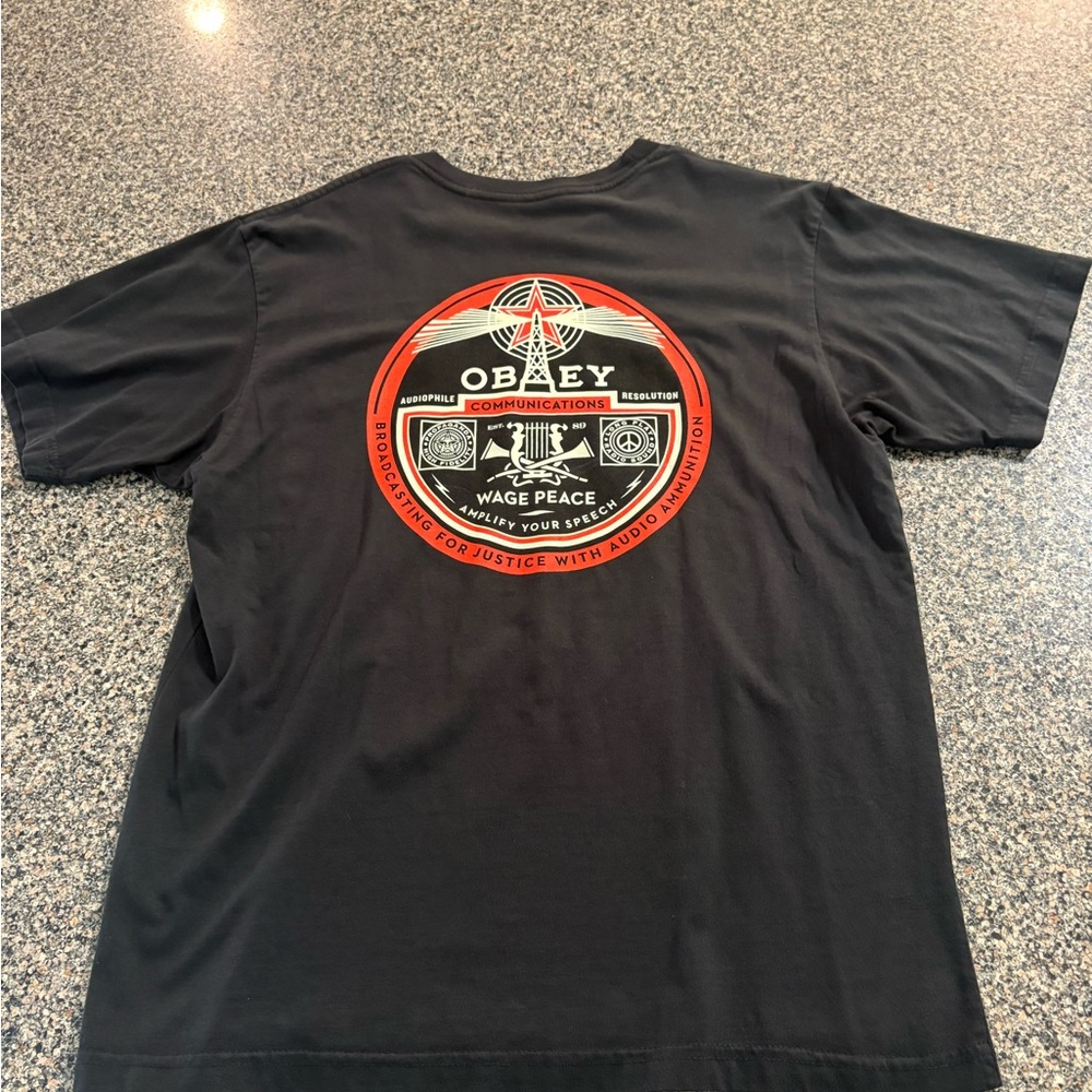 Obey Black and Red Graphic Tee